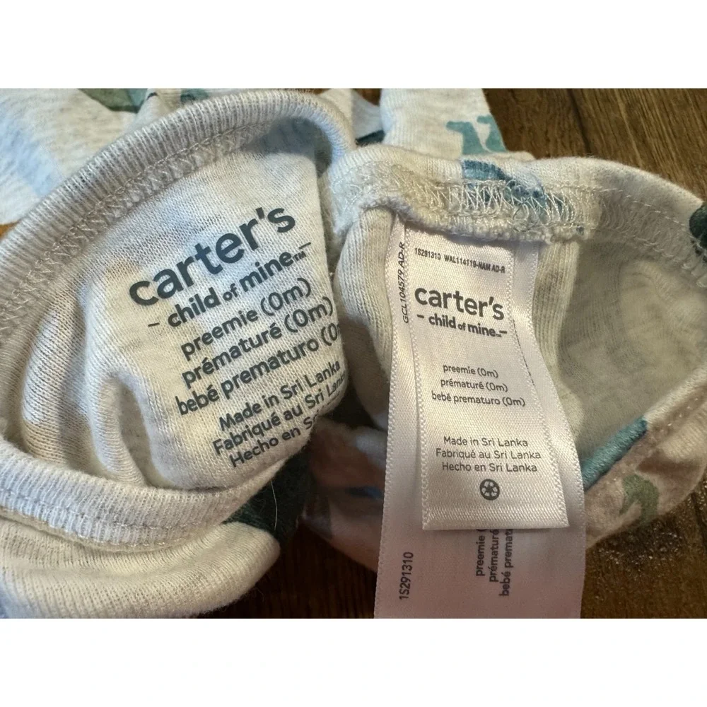 Carters Preemie Baby Boy Outfit Bodysuit Pants 2 Piece Set Reborn Doll Dinosaurs